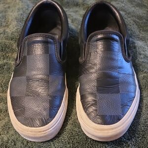 Vans Men's Black And Grey Slip-On Shoes